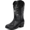 imageSparkly Rhinestone Cowgirl Boots Toddler to Big Kids Mid Calf Zipper Low Heel Pointed Toes Party Birthday Dress UpBlack