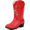 imageSparkly Rhinestone Cowgirl Boots Toddler to Big Kids Mid Calf Zipper Low Heel Pointed Toes Party Birthday Dress UpRed