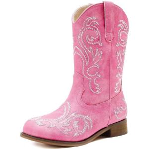 imageCowboy Boots for Girls Boys Kids Cowgirl Riding Boots Square Toe Western Embroidery MidCalf Birthday Party Toddler Big KidPink