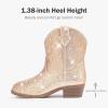 image:imageCowgirl Boots for Girls Rhinestone Cowboy Boot Ankle Booties Sparkly Dress Toddler Little Girl Big Kids Party BirthdayChampagne