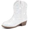 image:imageCowgirl Boots for Girls Rhinestone Cowboy Boot Ankle Booties Sparkly Dress Toddler Little Girl Big Kids Party BirthdayWhite