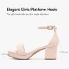 image:imageGirls High Heels Girls Dress Shoes Flower Girl Wedding Party Pageant Prom Formal Dress Sandals Open Toe Ankle Strap Platform Little Big Kids High Heels Chunky PumpsNude Nubuck