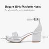 image:imageGirls High Heels Girls Dress Shoes Flower Girl Wedding Party Pageant Prom Formal Dress Sandals Open Toe Ankle Strap Platform Little Big Kids High Heels Chunky PumpsSilver Glitter