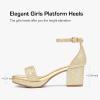image:imageGirls High Heels Girls Dress Shoes Flower Girl Wedding Party Pageant Prom Formal Dress Sandals Open Toe Ankle Strap Platform Little Big Kids High Heels Chunky PumpsGold Glitter