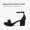 image:imageGirls High Heels Girls Dress Shoes Flower Girl Wedding Party Pageant Prom Formal Dress Sandals Open Toe Ankle Strap Platform Little Big Kids High Heels Chunky PumpsBlack Nubuck