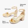 image:imageGirls High Heels Girls Dress Shoes Flower Girl Wedding Party Pageant Prom Formal Dress Sandals Open Toe Ankle Strap Platform Little Big Kids High Heels Chunky PumpsGold Glitter