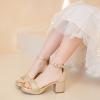 image:imageGirls High Heels Girls Dress Shoes Flower Girl Wedding Party Pageant Prom Formal Dress Sandals Open Toe Ankle Strap Platform Little Big Kids High Heels Chunky PumpsGold Glitter