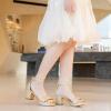 image:imageGirls High Heels Girls Dress Shoes Flower Girl Wedding Party Pageant Prom Formal Dress Sandals Open Toe Ankle Strap Platform Little Big Kids High Heels Chunky PumpsGold Glitter