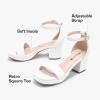 image:imageGirls High Heels Girls Dress Shoes Flower Girl Wedding Party Pageant Prom Formal Dress Sandals Open Toe Ankle Strap Platform Little Big Kids High Heels Chunky PumpsWhite Pu