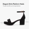 image:imageGirls High Heels Girls Dress Shoes Flower Girl Wedding Party Pageant Prom Formal Dress Sandals Open Toe Ankle Strap Platform Little Big Kids High Heels Chunky PumpsBlack Suede