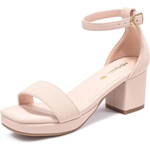 image:imageGirls High Heels Girls Dress Shoes Flower Girl Wedding Party Pageant Prom Formal Dress Sandals Open Toe Ankle Strap Platform Little Big Kids High Heels Chunky PumpsNude Nubuck