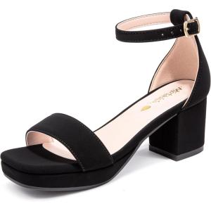 image:imageGirls High Heels Girls Dress Shoes Flower Girl Wedding Party Pageant Prom Formal Dress Sandals Open Toe Ankle Strap Platform Little Big Kids High Heels Chunky PumpsBlack Nubuck