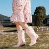 image:imageMotasha Girls Cowboy Boots Classic Western Kids Cowboy Boot Toddler Cowgirl Boots Mid Calf Zipper Embroidery Little Big Girls Boot Riding Country Concert Party WeddingLight Pink