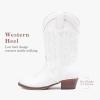 image:imageMotasha Girls Cowboy Boots Classic Western Kids Cowboy Boot Toddler Cowgirl Boots Mid Calf Zipper Embroidery Little Big Girls Boot Riding Country Concert Party WeddingWhite
