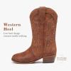 image:imageMotasha Girls Cowboy Boots Classic Western Kids Cowboy Boot Toddler Cowgirl Boots Mid Calf Zipper Embroidery Little Big Girls Boot Riding Country Concert Party WeddingBrown