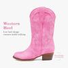 image:imageMotasha Girls Cowboy Boots Classic Western Kids Cowboy Boot Toddler Cowgirl Boots Mid Calf Zipper Embroidery Little Big Girls Boot Riding Country Concert Party WeddingPink