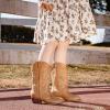 image:imageMotasha Girls Cowboy Boots Classic Western Kids Cowboy Boot Toddler Cowgirl Boots Mid Calf Zipper Embroidery Little Big Girls Boot Riding Country Concert Party WeddingClassic Brown