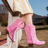 image:imageMotasha Girls Cowboy Boots Classic Western Kids Cowboy Boot Toddler Cowgirl Boots Mid Calf Zipper Embroidery Little Big Girls Boot Riding Country Concert Party WeddingPink
