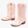 image:imageMotasha Girls Cowboy Boots Classic Western Kids Cowboy Boot Toddler Cowgirl Boots Mid Calf Zipper Embroidery Little Big Girls Boot Riding Country Concert Party WeddingLight Pink