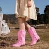 image:imageMotasha Girls Cowboy Boots Classic Western Kids Cowboy Boot Toddler Cowgirl Boots Mid Calf Zipper Embroidery Little Big Girls Boot Riding Country Concert Party WeddingPink