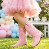 image:imageGirls Cowgirl Boots UnisexChild Mid Calf Glitter Toddler Cowboy Boot Little Big Kids Western Riding ShoesLight Pink
