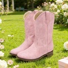 image:imageGirls Cowgirl Boots UnisexChild Mid Calf Glitter Toddler Cowboy Boot Little Big Kids Western Riding ShoesLight Pink