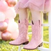 image:imageGirls Cowgirl Boots UnisexChild Mid Calf Glitter Toddler Cowboy Boot Little Big Kids Western Riding ShoesLight Pink