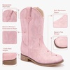 image:imageGirls Cowgirl Boots UnisexChild Mid Calf Glitter Toddler Cowboy Boot Little Big Kids Western Riding ShoesLight Pink