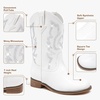 image:imageGirls Cowgirl Boots UnisexChild Mid Calf Glitter Toddler Cowboy Boot Little Big Kids Western Riding ShoesRhinestone White
