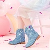 image:imageMotasha Toddler Girls Cowgirl Boots Glitter Toddler Cowboy Boot Ankle Girls Boots Little Kids Horse Riding Shoes Party BirthdayBlue Glitter