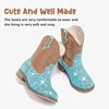 image:imageMotasha Toddler Girls Cowgirl Boots Glitter Toddler Cowboy Boot Ankle Girls Boots Little Kids Horse Riding Shoes Party BirthdayBlue Sequins