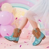 image:imageMotasha Toddler Girls Cowgirl Boots Glitter Toddler Cowboy Boot Ankle Girls Boots Little Kids Horse Riding Shoes Party BirthdayBlue Sequins