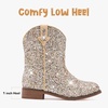 image:imageMotasha Toddler Girls Cowgirl Boots Glitter Toddler Cowboy Boot Ankle Girls Boots Little Kids Horse Riding Shoes Party BirthdayGold Glitter