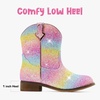 image:imageMotasha Toddler Girls Cowgirl Boots Glitter Toddler Cowboy Boot Ankle Girls Boots Little Kids Horse Riding Shoes Party BirthdayMulticolor