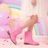 image:imageMotasha Toddler Girls Cowgirl Boots Glitter Toddler Cowboy Boot Ankle Girls Boots Little Kids Horse Riding Shoes Party BirthdayPink