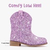 image:imageMotasha Toddler Girls Cowgirl Boots Glitter Toddler Cowboy Boot Ankle Girls Boots Little Kids Horse Riding Shoes Party BirthdayPurple Glitter