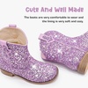 image:imageMotasha Toddler Girls Cowgirl Boots Glitter Toddler Cowboy Boot Ankle Girls Boots Little Kids Horse Riding Shoes Party BirthdayPurple Glitter