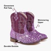 image:imageMotasha Toddler Girls Cowgirl Boots Glitter Toddler Cowboy Boot Ankle Girls Boots Little Kids Horse Riding Shoes Party BirthdayPurple Sequins