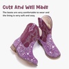 image:imageMotasha Toddler Girls Cowgirl Boots Glitter Toddler Cowboy Boot Ankle Girls Boots Little Kids Horse Riding Shoes Party BirthdayPurple Sequins