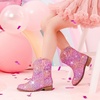 image:imageMotasha Toddler Girls Cowgirl Boots Glitter Toddler Cowboy Boot Ankle Girls Boots Little Kids Horse Riding Shoes Party BirthdayRainbow Glitter