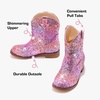 image:imageMotasha Toddler Girls Cowgirl Boots Glitter Toddler Cowboy Boot Ankle Girls Boots Little Kids Horse Riding Shoes Party BirthdayRainbow Glitter