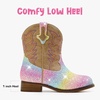 image:imageMotasha Toddler Girls Cowgirl Boots Glitter Toddler Cowboy Boot Ankle Girls Boots Little Kids Horse Riding Shoes Party BirthdayRainbow Shiny
