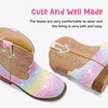 image:imageMotasha Toddler Girls Cowgirl Boots Glitter Toddler Cowboy Boot Ankle Girls Boots Little Kids Horse Riding Shoes Party BirthdayRainbow Shiny