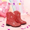 image:imageMotasha Toddler Girls Cowgirl Boots Glitter Toddler Cowboy Boot Ankle Girls Boots Little Kids Horse Riding Shoes Party BirthdayRed Glitter