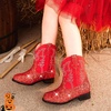 image:imageMotasha Toddler Girls Cowgirl Boots Glitter Toddler Cowboy Boot Ankle Girls Boots Little Kids Horse Riding Shoes Party BirthdayRed Sequins