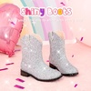 image:imageMotasha Toddler Girls Cowgirl Boots Glitter Toddler Cowboy Boot Ankle Girls Boots Little Kids Horse Riding Shoes Party BirthdaySilver Glitter