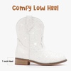 image:imageMotasha Toddler Girls Cowgirl Boots Glitter Toddler Cowboy Boot Ankle Girls Boots Little Kids Horse Riding Shoes Party BirthdayWhite Shiny