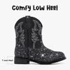 image:imageToddler Girls Cowgirl Boots Glitter Toddler Cowboy Boot Ankle Girls Boots Little Kids Horse Riding Shoes Party BirthdayBlack Sequins