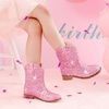 image:imageToddler Girls Cowgirl Boots Glitter Toddler Cowboy Boot Ankle Girls Boots Little Kids Horse Riding Shoes Party BirthdayPink Glitter
