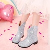 image:imageToddler Girls Cowgirl Boots Glitter Toddler Cowboy Boot Ankle Girls Boots Little Kids Horse Riding Shoes Party BirthdaySilver Glitter